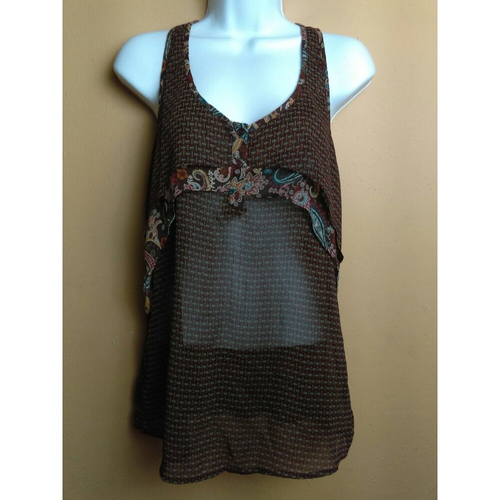 Mossimo Multicolored Racer Back Sheer Light Sleeveless Summer Blouse Top Medium